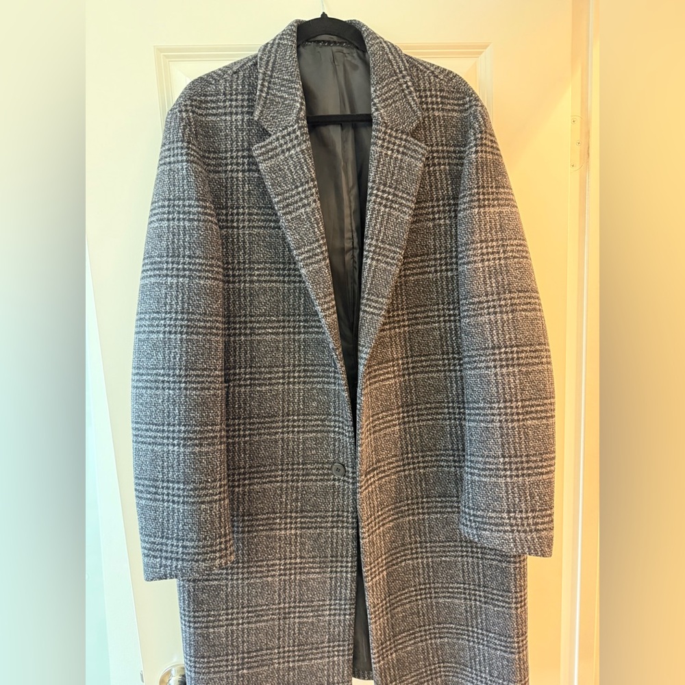 Men's Gray Plaid Coat
